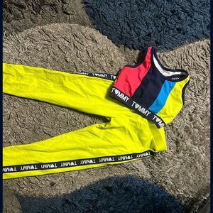 Tommy Hilfiger Red and Blue Top with Yellow Pants Set